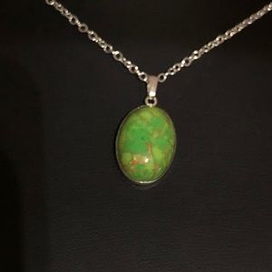 Green Copper Turquoise Sterling Necklace C-4-16